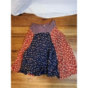 Meadow Rue Anthropologie Skirt Micro Floral Patchwork Boho Peasant Prairie Sz 2